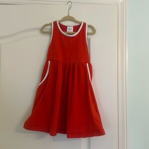 Red piped cotton dress